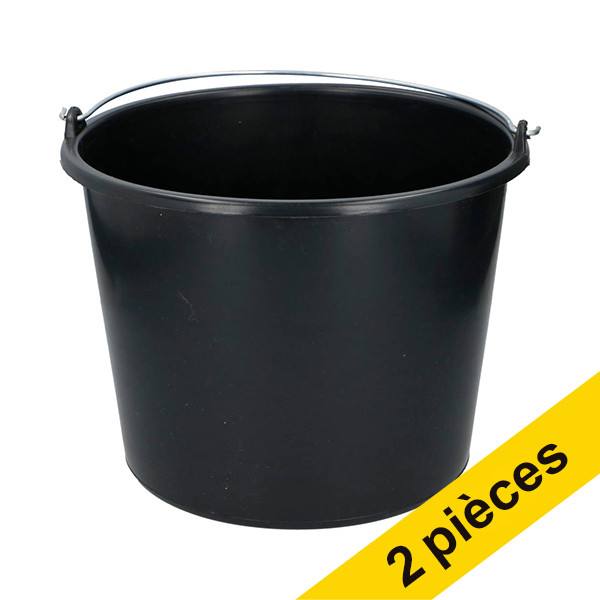 Offre : 2x seau ménager 12 litres - noir SDR06175 - 1