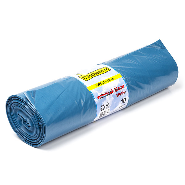 123schoon PEBD sacs-poubelle 240 litres (10 pièces) - bleu 6758900C 90544C SDR00341 - 1