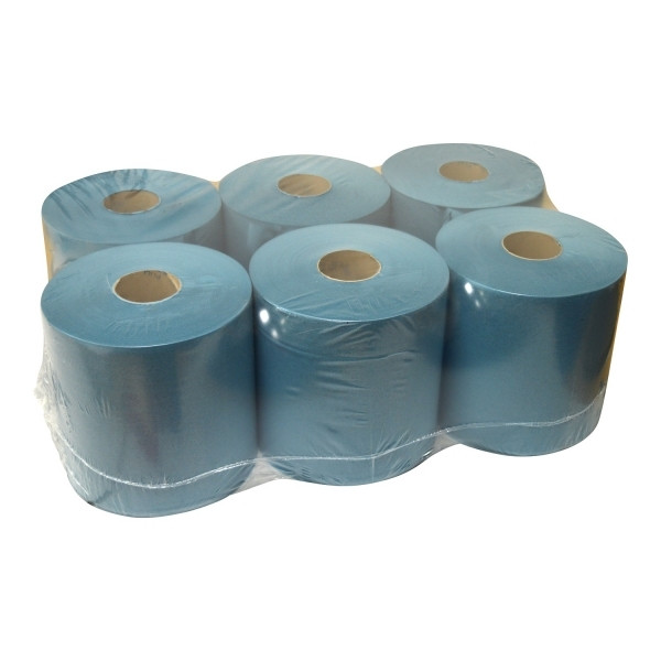 123schoon bobine d'essuyage 1 pli 6 x 300m - bleu SDR02028 - 1