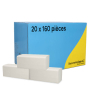 123schoon essuie-mains pliés en Z 2 plis 20 paquets pour distributeur Tork H3 - blanc
