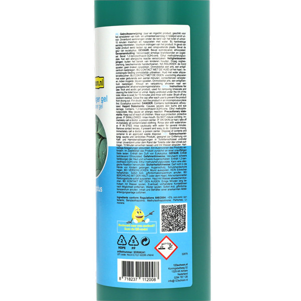 123schoon gel nettoyant pour toilettes Eucalyptus (750 ml) SDR06241 - 2