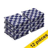 123schoon torchon à carreaux 65 x 65 cm (12 pièces) - bleu