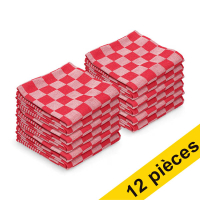 123schoon torchon à carreaux 65 x 65 cm (12 pièces) - rouge