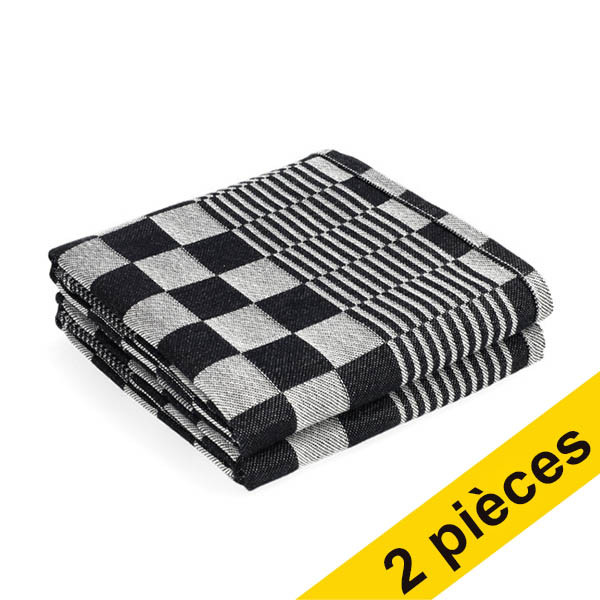 123schoon torchon à carreaux 65 x 65 cm (2 pièces) - noir SDR06463 - 1