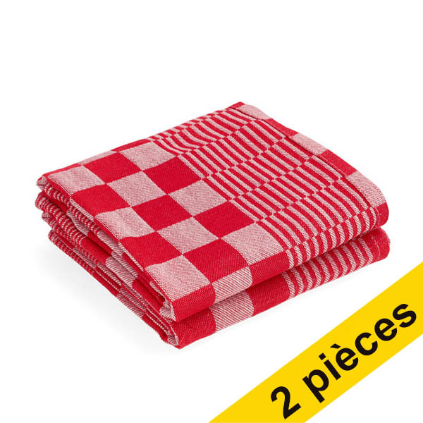 123schoon torchon à carreaux 65 x 65 cm (2 pièces) - rouge SDR06461 - 1