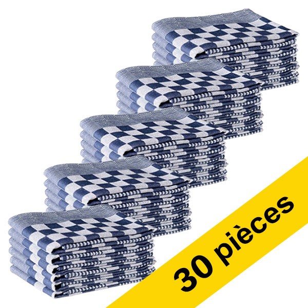 123schoon torchon à carreaux 65 x 65 cm (30 pièces) - bleu SDR05197 - 1