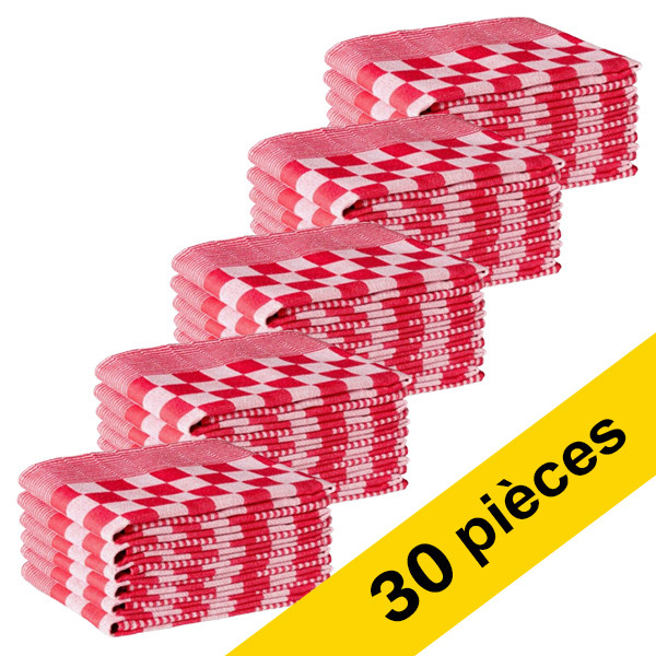 123schoon torchon à carreaux 65 x 65 cm (30 pièces) - rouge SDR05199 - 1