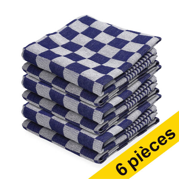 123schoon torchon à carreaux 65 x 65 cm (6 pièces) - bleu SDR07342 - 1