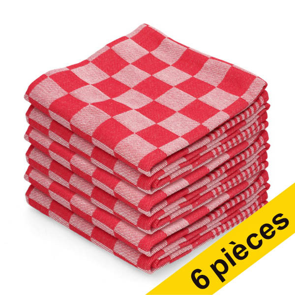123schoon torchon à carreaux 65 x 65 cm (6 pièces) - rouge SDR07339 - 1