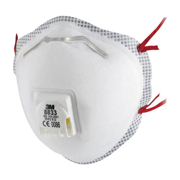 3M 8833 FFP3 R D masque anti-poussière avec soupape d'expiration (10 pièces) 49883300 S3M00124 - 1