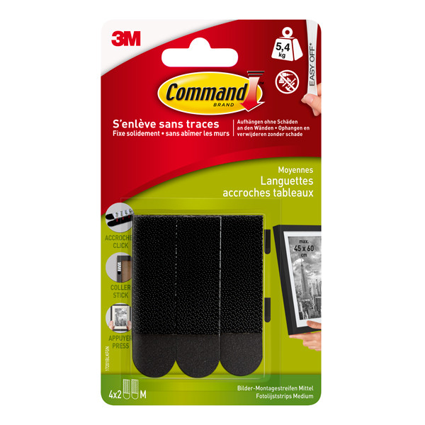 3M Command bandes de cadre photo autocollantes de moyen format (4 pièces) - noir 17201BLK 214502 - 1