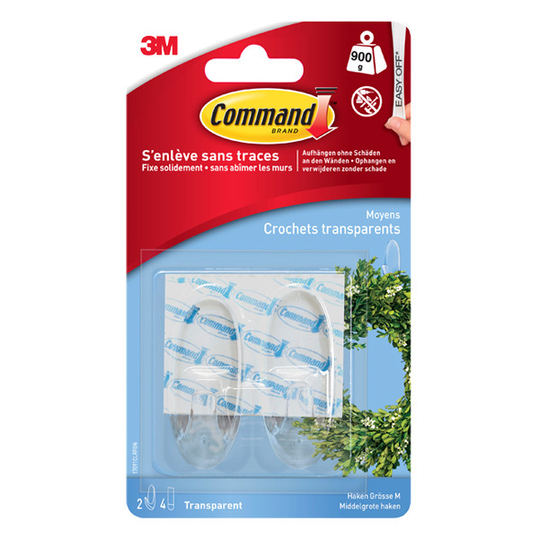 3M Command crochets de moyen format (2 pièces) - transparent 214556 - 1