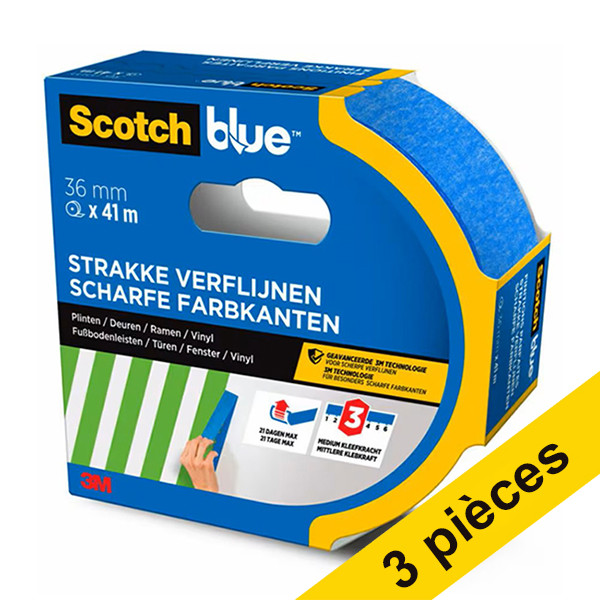 3M Offre : 3x ScotchBlue ruban de masquage Finition Parfaites 36 mm x 41 m  280061 - 1