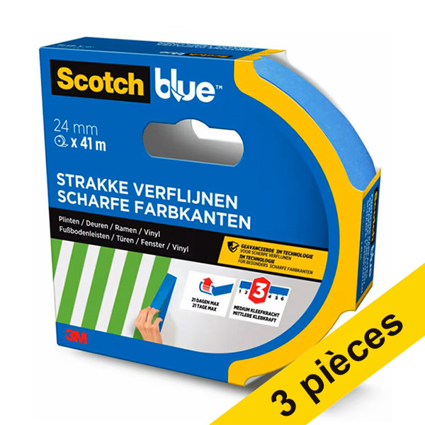 3M Offre : 3x ScotchBlue ruban de masquage Finitions Parfaites 24 mm x 41 m  280059 - 1