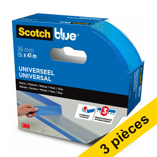 3M Offre : 3x ScotchBlue ruban de masquage multi-surfaces 36 mm x 41 m  280060 - 1
