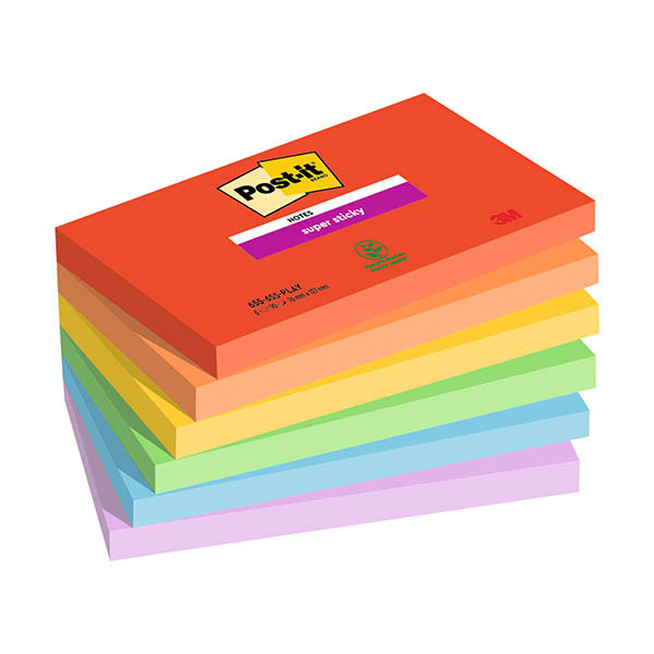 3M Post-It super sticky Playful 76 x 127 mm (6 pièces) 425609 - 1