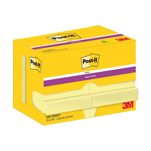 3M Post-it Super Sticky notes 47,6 x 47,6 mm (12 pièces) - jaune canari 622-12SSCY 201021 - 1