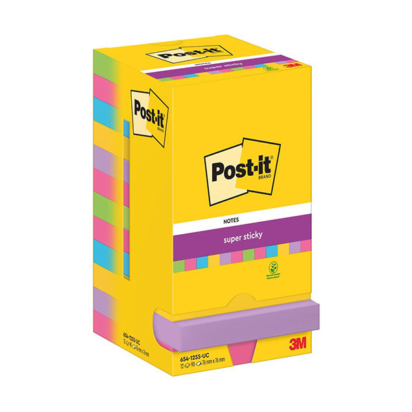 3M Post-it Super Sticky notes 76 x 76 mm (12 pièces) - assorti 654-12SS-UC 201015 - 1