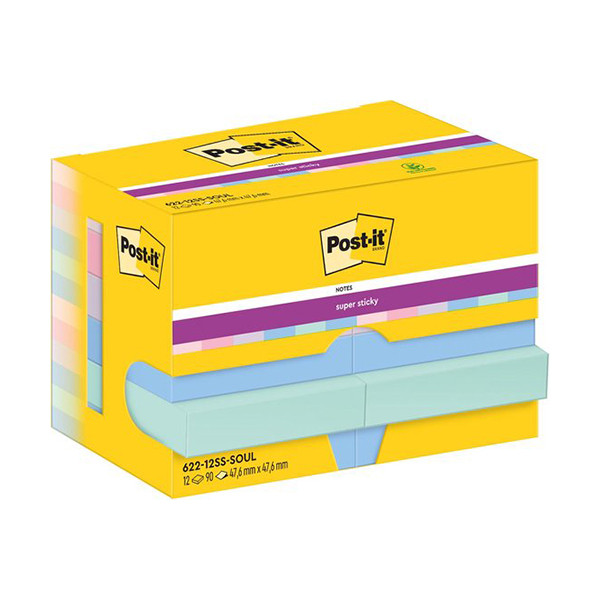 3M Post-it Super Sticky notes Soulful 47,6 x 47,6 mm (12 pièces) 622-12SS-SOUL 201009 - 1