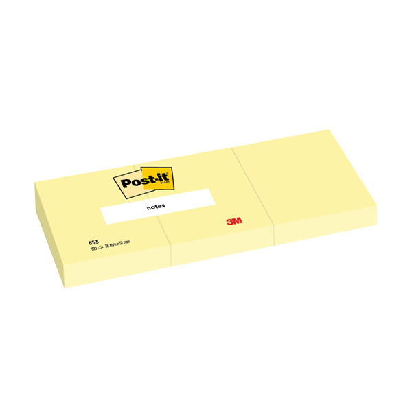 3M Post-it notes 38 x 51 mm (3 blocs de 100 feuilles) - jaune 0653 201029 - 1
