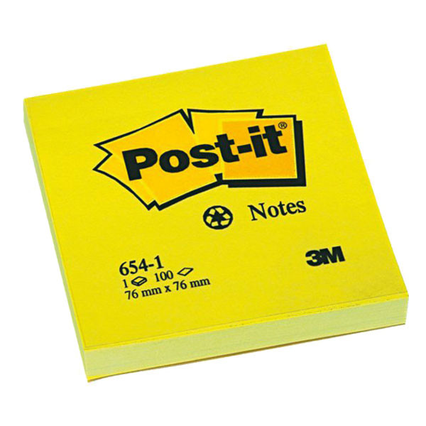 3M Post-it notes 76 x 76 mm - jaune fluo 654NYEL 201495 - 1