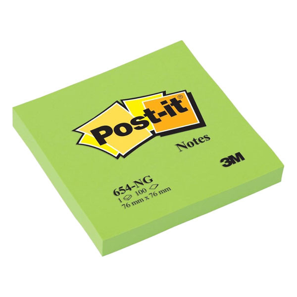 3M Post-it notes 76 x 76 mm - vert fluo 654NGRE 7100177477 214537 - 1