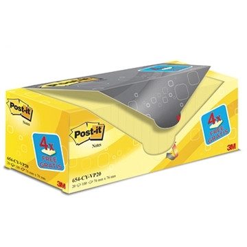 3M Post-it notes 76 x 76 mm (pack de 20) - jaune 654Y20 201459 - 1