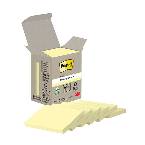 3M Post-it notes recyclées 38 x 51 mm (6 pièces) - jaune 201382 - 1