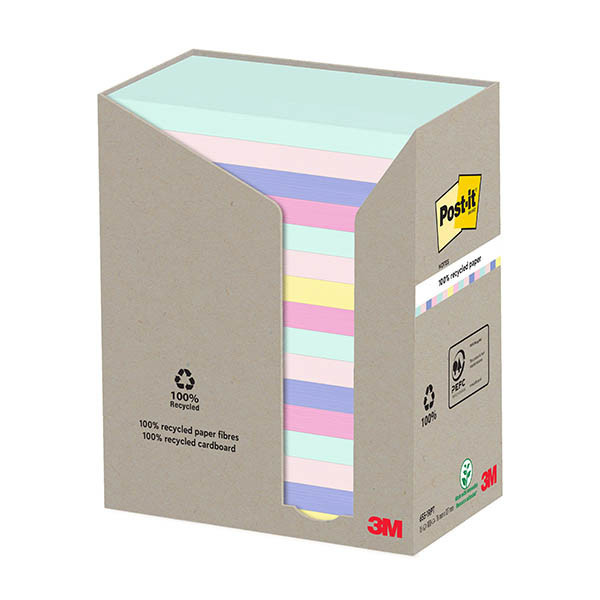3M Post-it notes recyclées 76 x 127 mm (16 pièces) - assortiment pastel 201398 - 1