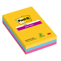 3M Post-it notes super collantes lignées Carnival 101 x 152 mm (pack de 3) 4690SRO 201064