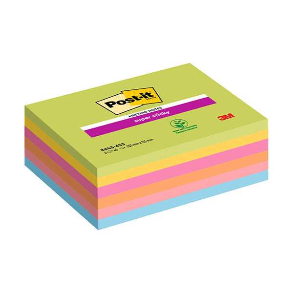 3M Post-it super sticky meeting notes assorties 203 x 153 mm (6 pièces) 425641 - 1