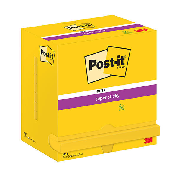 3M Post-it super sticky notes 76 x 127 mm (12 pièces) - jaune fluo 201019 - 1