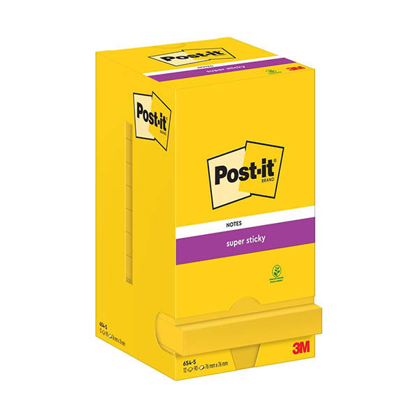 3M Post-it super sticky notes 76 x 76 mm (12 pièces) - jaune fluo 201017 - 1