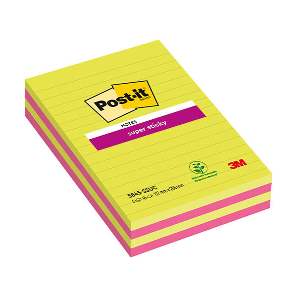 3M Post-it super sticky notes lignées 127 x 203 mm (4 pièces) 425635 - 1