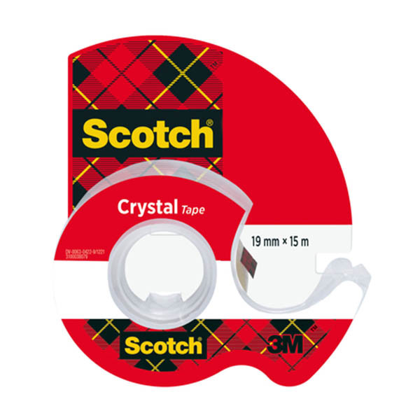 3M Scotch 600 Crystal Clear ruban adhésif transparent 19 mm x 15 m + dévidoir 201094 - 1