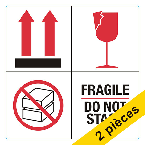 Aanbieding: 2x 123inkt waarschuwingsetiketten Fragile/Do not stack (1.000 etiketten) 302354 - 1