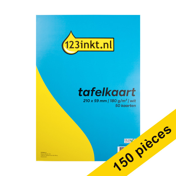 Aanbieding: 3x 123inkt tafelkaart wit 210 x 59 mm (50 kaarten) 302239 - 1