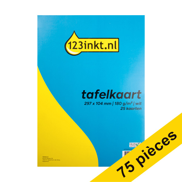 Aanbieding: 3x 123inkt tafelkaart wit 297 x 104 mm (25 kaarten) 302241 - 1