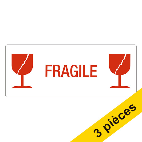 Aanbieding: 3x 123inkt waarschuwingsetiketten Fragile (500 etiketten) 302351 - 1