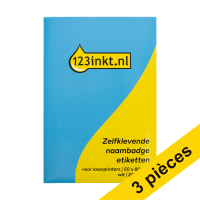 Aanbieding: 3x 123inkt zelfklevende naambadge etiketten voor laserprinters 50 x 80 mm wit (200 naambadges)