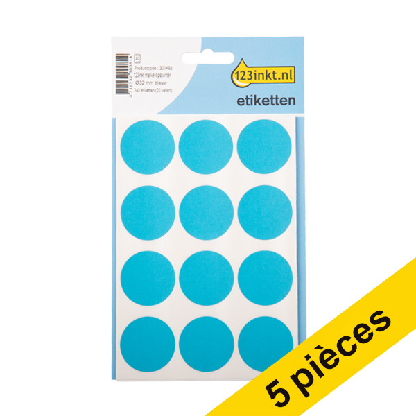 Aanbieding: 5x 123inkt markeringspunten Ø 32 mm blauw (240 etiketten) 301526 - 1
