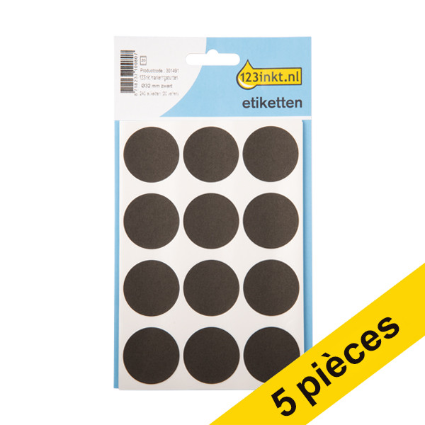 Aanbieding: 5x 123inkt markeringspunten Ø 32 mm zwart (240 etiketten) 301525 - 1