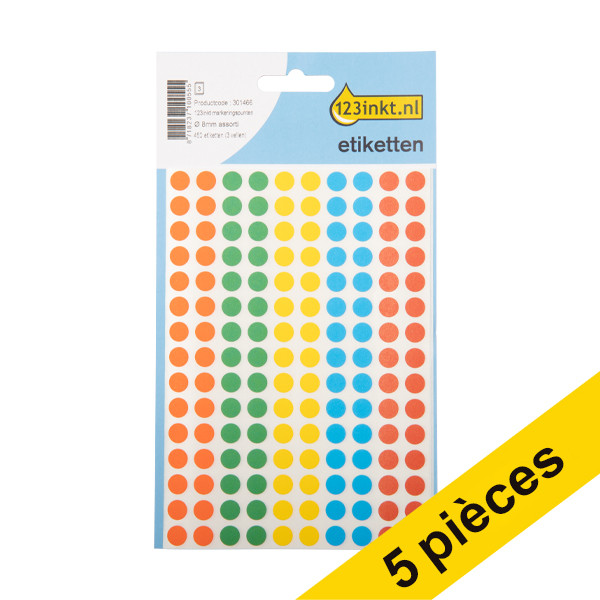 Aanbieding: 5x 123inkt markeringspunten Ø 8 mm assorti (450 etiketten) 301500 - 1
