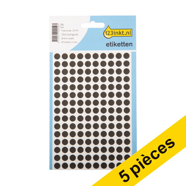 Aanbieding: 5x 123inkt markeringspunten Ø 8 mm zwart (450 etiketten) 301504 - 1