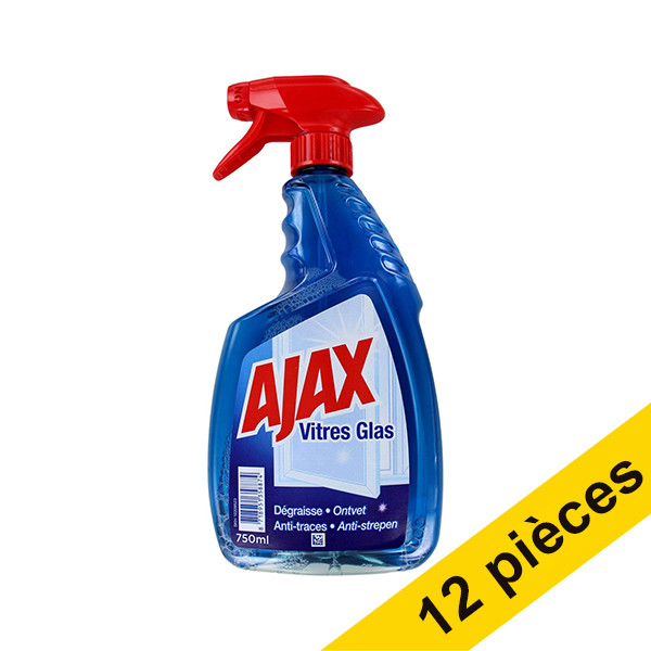 Ajax Offre : 12x Ajax Triple Action/Vitres spray nettoyant pour vitres (750 ml)  SAJ00037 - 1