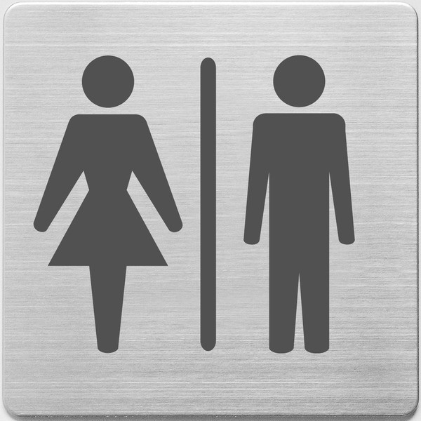 Alco pictogramme toilettes femmes / hommes en acier inoxydable (9 x 9 cm) AL-450-3 219063 - 1