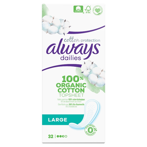 Always Dailies Cotton Protection protège-slip large (32 pièces) SAL01030 - 1