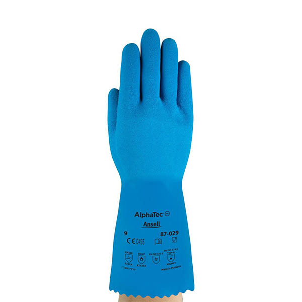 Ansell AlphaTec 87-029 gants en caoutchouc naturel taille 9/L (12 paires) - bleu 18602509 SSA07000 - 1