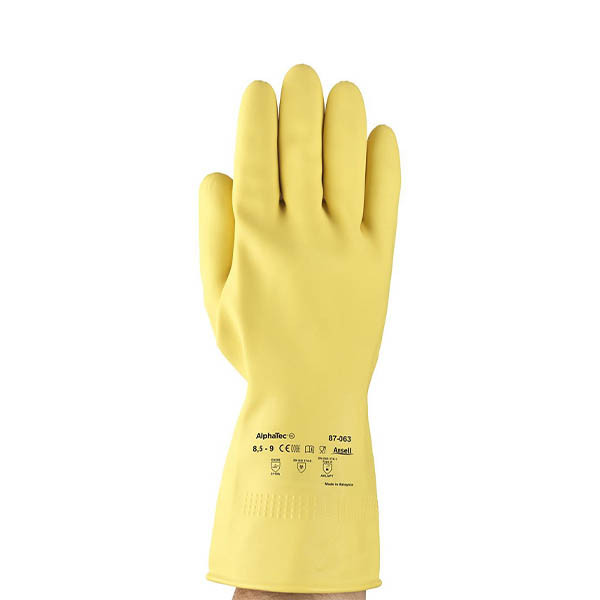 Ansell AlphaTec 87-063 gants en caoutchouc naturel 9/L (12 paires) - jaune 18609009 SSA07009 - 1