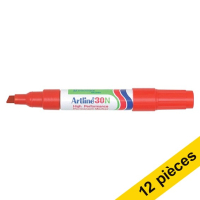 Artline Offre : 12x Artline 30 marqueur permanent (2 - 5 mm biseautée) - rouge  238910